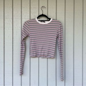 90’s long sleeve striped crop top